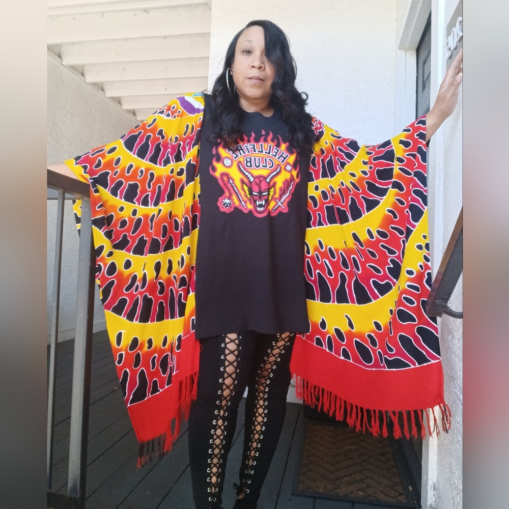 Upcycled Stranger Things Hellfire Club Tshirt Poncho